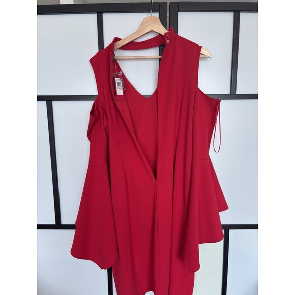 Vince Camuto Red Dress Plus Size 1X Cold Shoulder NWT Vamp Goth Cocktail - Picture 14 of 16